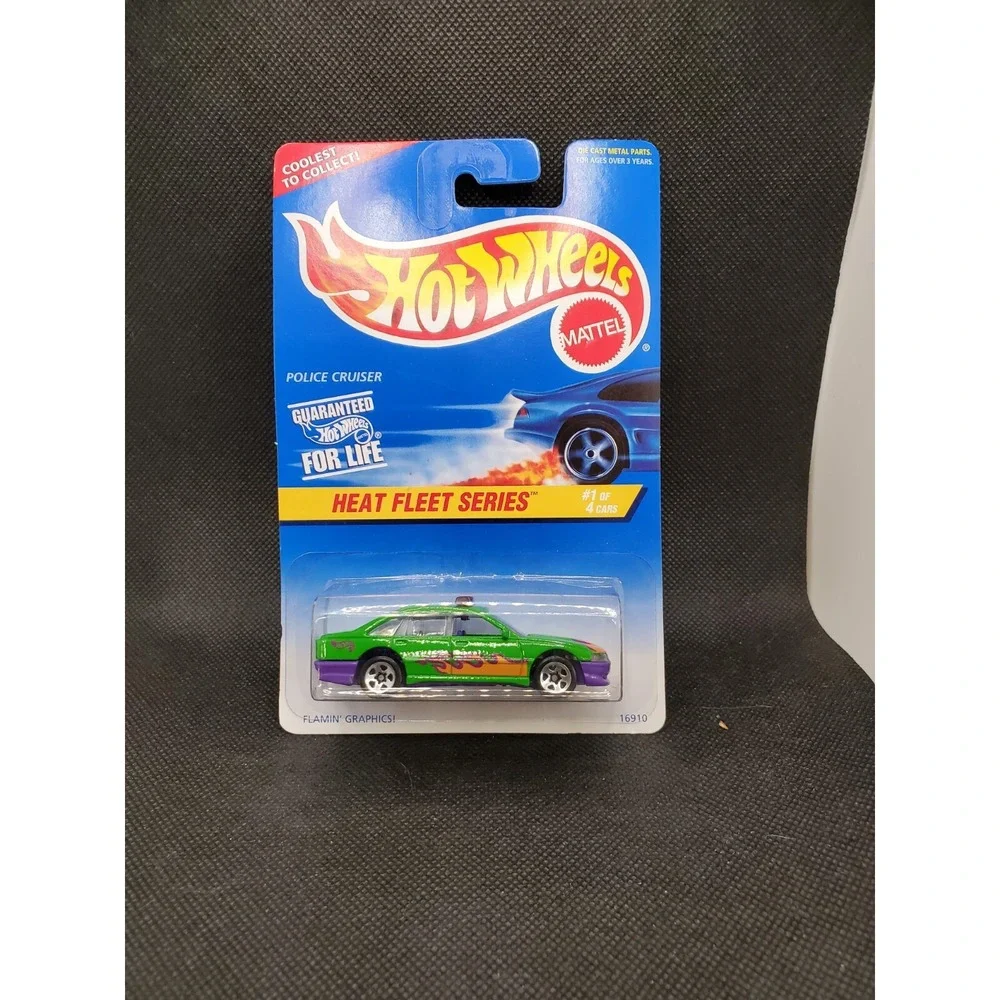 1997 Hot Wheels #537 Heat Fleet Series POLICE CRUISER Green w/Chrome 5Dot Sp